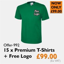 15 x Premium Weight T-Shirts + Free Logo