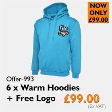 6 x  Heavy Overhead Hoodies + Free Logo