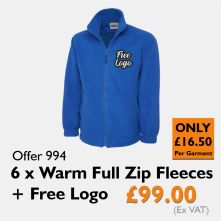 6 x Warm Fleeces + Free Logo